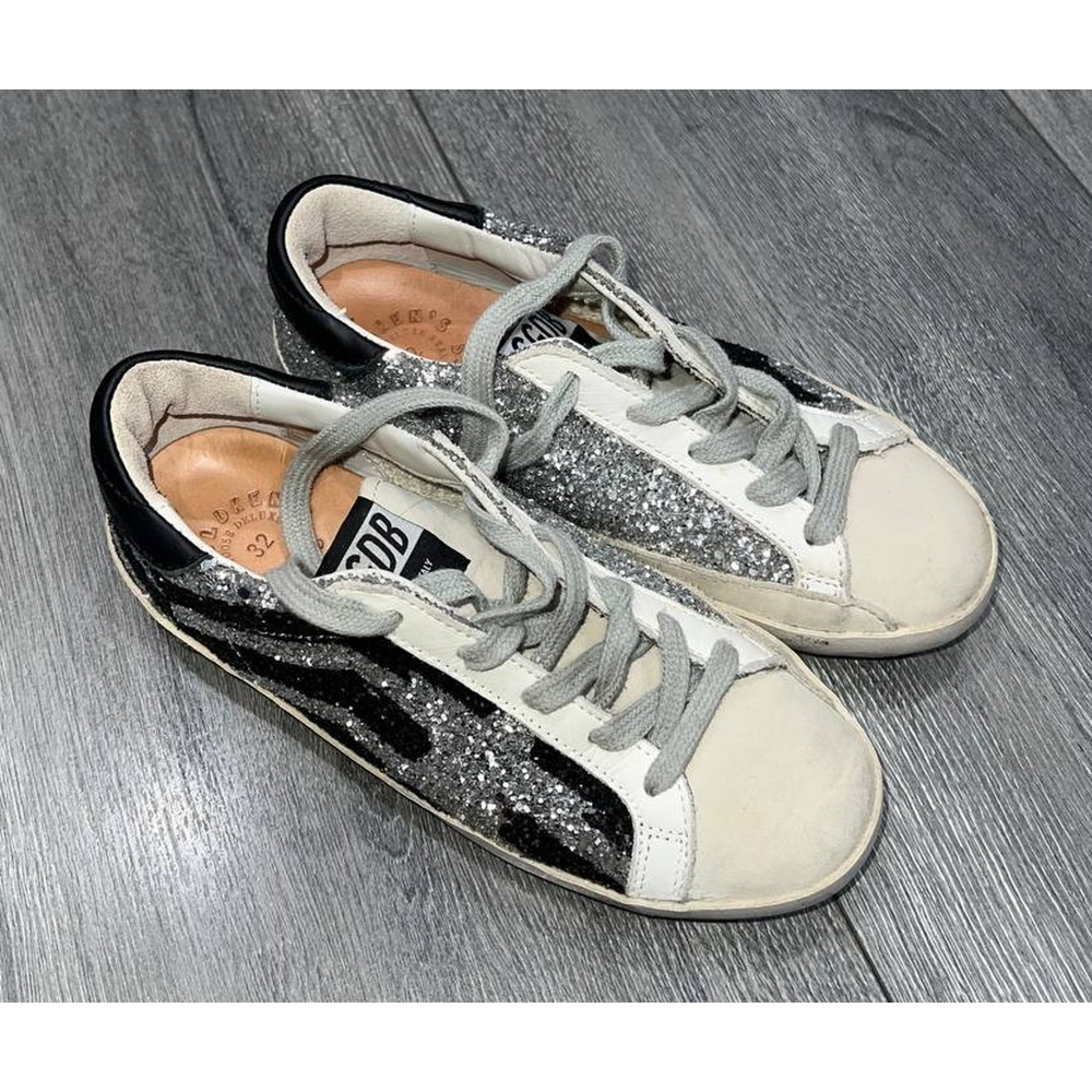 Golden Goose Hi Star Sneaker In Platinum girl White & Black Size 32 S000057